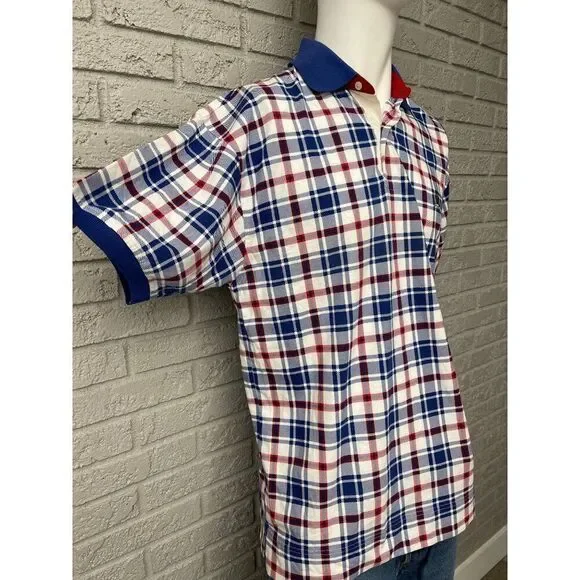 Vintage Tommy Hilfiger Men Short Sleeve Plaid Polo Shirt Size L - Picture 2 of 6